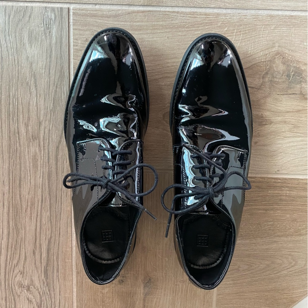 THE BLK TUX tuxedo shoes men’s size 8 women’s size 10 shiny black prom wedding